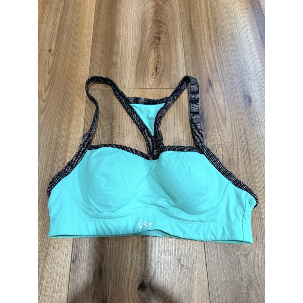 VSX Sport Victorias Secret Sports Bra 32B Green Padded Underwire Racerback